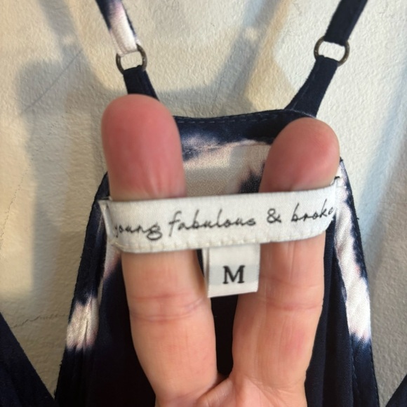 YOUNG FABULOUS & BROKE Sz M True Wrap Tie Dye Spaghetti Strap Maxi Dress - Picture 3 of 10